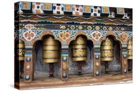 Bhutan, Paro, capital of Paro District, Dzongkhag. Traditional prayer wheels.-Cindy Miller Hopkins-Stretched Canvas