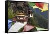 Bhutan, Paro. Taktsang Monastery, known as 'Tiger's Nest' Hangs on the Cliffs-Brenda Tharp-Framed Stretched Canvas