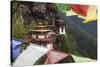 Bhutan, Paro. Taktsang Monastery, known as 'Tiger's Nest' Hangs on the Cliffs-Brenda Tharp-Stretched Canvas