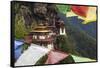 Bhutan, Paro. Taktsang Monastery, known as 'Tiger's Nest' Hangs on the Cliffs-Brenda Tharp-Framed Stretched Canvas