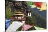 Bhutan, Paro. Taktsang Monastery, known as 'Tiger's Nest' Hangs on the Cliffs-Brenda Tharp-Stretched Canvas