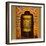 Bhutan. Prayer Wheel Spins in the Wall of a Temple-Brenda Tharp-Framed Photographic Print