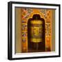 Bhutan. Prayer Wheel Spins in the Wall of a Temple-Brenda Tharp-Framed Photographic Print