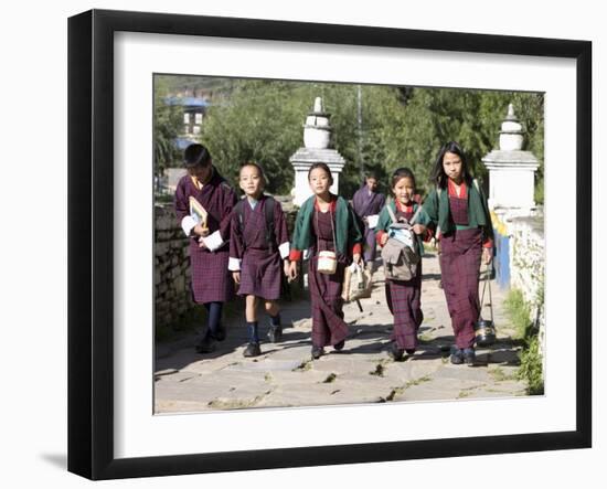 Bhutanese Children Going to School, Paro, Bhutan-Angelo Cavalli-Framed Photographic Print