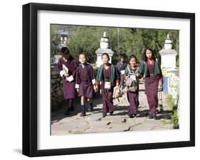 Bhutanese Children Going to School, Paro, Bhutan-Angelo Cavalli-Framed Photographic Print