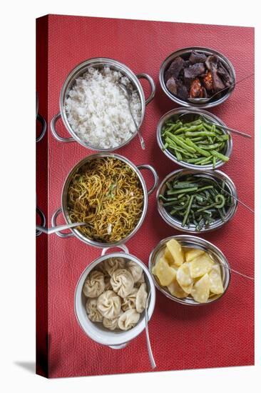 Bhutanese Dishes Served at a Restaurant in Thimphu Rice and Vegetables Including Chilli, Bhutan-Roberto Moiola-Stretched Canvas