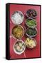 Bhutanese Dishes Served at a Restaurant in Thimphu Rice and Vegetables Including Chilli, Bhutan-Roberto Moiola-Framed Stretched Canvas