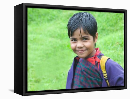 Bhutanese Girl Student in Uniform, Trongsa, Bhutan-Keren Su-Framed Stretched Canvas