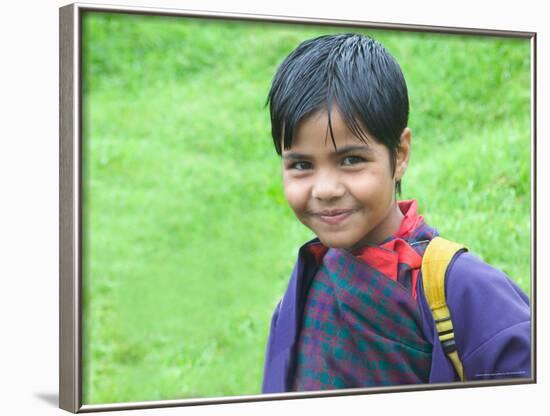 Bhutanese Girl Student in Uniform, Trongsa, Bhutan-Keren Su-Framed Photographic Print