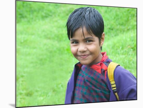 Bhutanese Girl Student in Uniform, Trongsa, Bhutan-Keren Su-Mounted Photographic Print