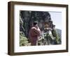 Bhutanese Man with Cell Phone, Taktshang Goemba (Tiger's Nest) Monastery, Paro, Bhutan, Asia-Angelo Cavalli-Framed Photographic Print