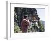 Bhutanese Man with Cell Phone, Taktshang Goemba (Tiger's Nest) Monastery, Paro, Bhutan, Asia-Angelo Cavalli-Framed Photographic Print