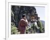 Bhutanese Man with Cell Phone, Taktshang Goemba (Tiger's Nest) Monastery, Paro, Bhutan, Asia-Angelo Cavalli-Framed Photographic Print