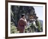 Bhutanese Man with Cell Phone, Taktshang Goemba (Tiger's Nest) Monastery, Paro, Bhutan, Asia-Angelo Cavalli-Framed Photographic Print