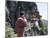 Bhutanese Man with Cell Phone, Taktshang Goemba (Tiger's Nest) Monastery, Paro, Bhutan, Asia-Angelo Cavalli-Mounted Photographic Print