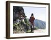Bhutanese Man with Cell Phone, Taktshang Goemba (Tiger's Nest) Monastery, Paro, Bhutan-Angelo Cavalli-Framed Photographic Print