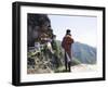 Bhutanese Man with Cell Phone, Taktshang Goemba (Tiger's Nest) Monastery, Paro, Bhutan-Angelo Cavalli-Framed Photographic Print