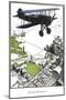 Bi-Plane over Town-null-Mounted Art Print