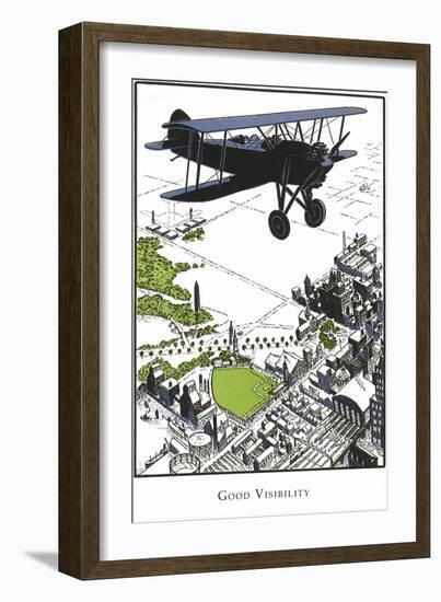 Bi-Plane over Town-Found Image Press-Framed Giclee Print