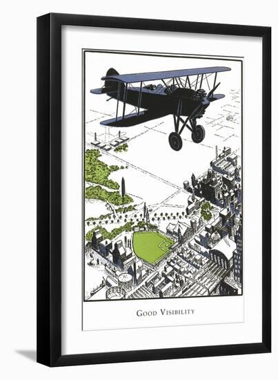 Bi-Plane over Town-Found Image Press-Framed Giclee Print