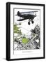 Bi-Plane over Town-Found Image Press-Framed Giclee Print