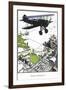 Bi-Plane over Town-Found Image Press-Framed Giclee Print