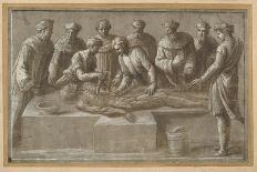 Six Professors of Anatomy, Discussing a Skull and Flayed Limbs-Biagio Pupini-Stretched Canvas