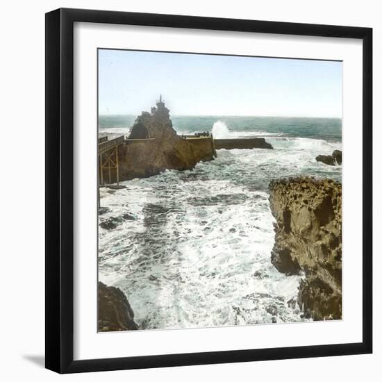 Biarritz (Atlantic-Pyrenees, France), the Virgin's Rock-Leon, Levy et Fils-Framed Photographic Print