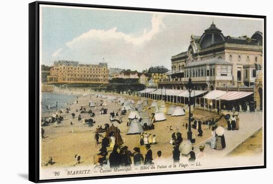 Biarritz: the Beach, the Casino Municipal and the Hotel Du Palais-null-Framed Stretched Canvas