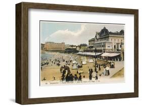 Biarritz: the Beach, the Casino Municipal and the Hotel Du Palais-null-Framed Photographic Print