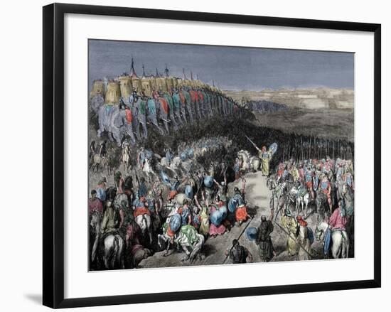 Bible. Old Testament. Judas Maccabeus before the Army of Nicamor. Macc Ii, 15. Coloured-null-Framed Giclee Print