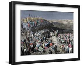 Bible. Old Testament. Judas Maccabeus before the Army of Nicamor. Macc Ii, 15. Coloured-null-Framed Giclee Print