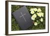 Bible on the grass with primrose at springtime-null-Framed Giclee Print