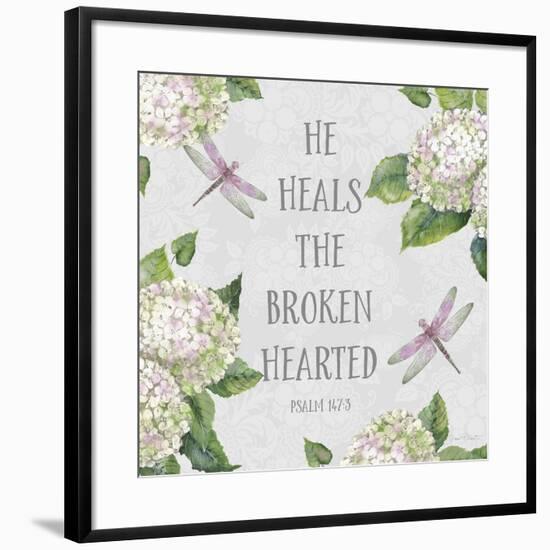 Bible Verse With Hydrangeas-B-Jean Plout-Framed Giclee Print
