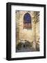 Bicycle Against Medieval Stone Church and Window in France-Sheila Haddad-Framed Photographic Print