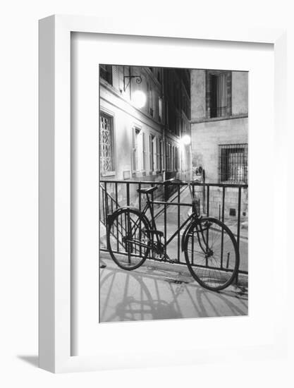 Bicycle against railing, Paris, France-Panoramic Images-Framed Photographic Print