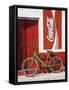 Bicycle Against Storefromt, Rio Lagartos, Yucatan, Mexico-Julie Eggers-Framed Stretched Canvas