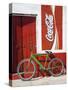 Bicycle Against Storefromt, Rio Lagartos, Yucatan, Mexico-Julie Eggers-Stretched Canvas