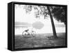 Bicycle and Bay Mau Lake Lenin Park-Walter Bibikow-Framed Stretched Canvas