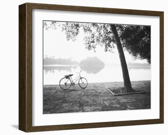 Bicycle and Bay Mau Lake Lenin Park-Walter Bibikow-Framed Photographic Print