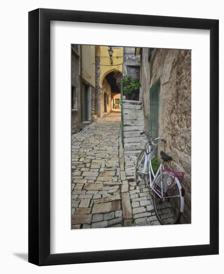 Bicycle and Cobblestone Alleyway, Rovigno, Croatia-Adam Jones-Framed Photographic Print