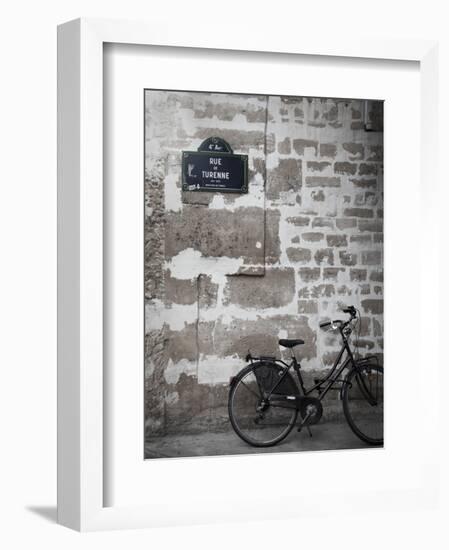 Bicycle and Street Sign, Paris, France-Jon Arnold-Framed Photographic Print