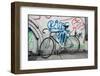 Bicycle at Graffiti on Wall , Amsterdam, Netherlands-null-Framed Photographic Print