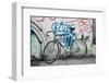 Bicycle at Graffiti on Wall , Amsterdam, Netherlands-null-Framed Photographic Print