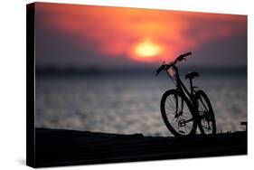 Bicycle at Sunset, Jersey Shore, New Jersey-Paul Souders-Stretched Canvas