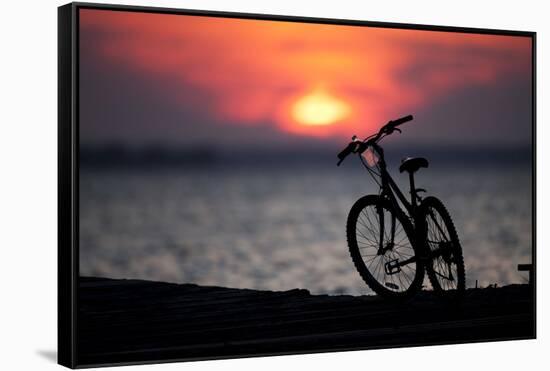 Bicycle at Sunset, Jersey Shore, New Jersey-Paul Souders-Framed Stretched Canvas