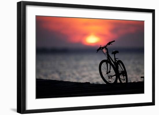 Bicycle at Sunset, Jersey Shore, New Jersey-Paul Souders-Framed Photographic Print