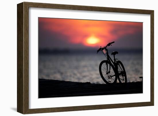 Bicycle at Sunset, Jersey Shore, New Jersey-Paul Souders-Framed Photographic Print