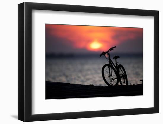 Bicycle at Sunset, Jersey Shore, New Jersey-Paul Souders-Framed Photographic Print