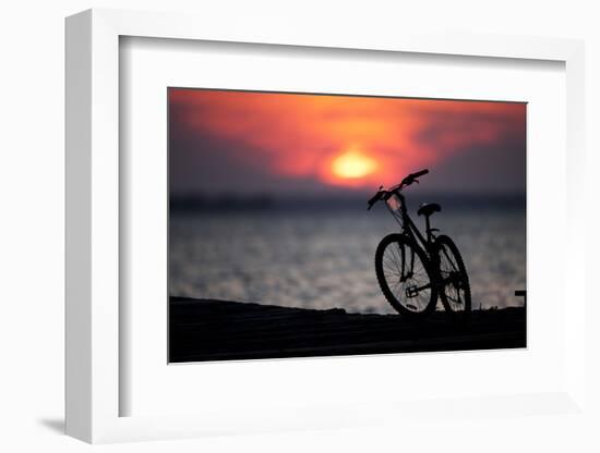 Bicycle at Sunset, Jersey Shore, New Jersey-Paul Souders-Framed Photographic Print